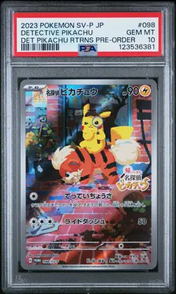 2023 POKEMON JPN SV-P PROMO #098 DETECTIVE PIKACHU PSA 10 - Image 1