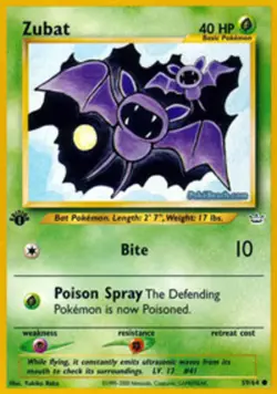 Pokemon - Zubat - 59/64 - Common - 1st Edition - Neo Revelation - NM - Image 1