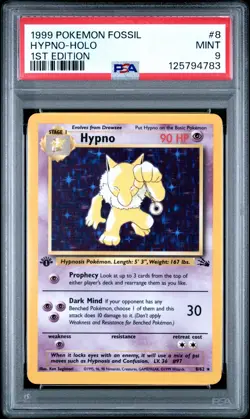 1999 Pokemon Fossil #8 Hypno Holo 1st Edition PSA 9 MINT NEWLY GRADED! - Image 1