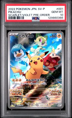 2022 POKEMON JPN SV PROMO SCARLET & VIOLET PRE-ORDER #001 PIKACHU PSA 10 - Image 1