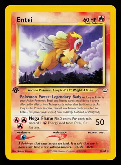 Entei 17/64 Rare 1st Edition Neo Revelation Pokemon Card - Image 1