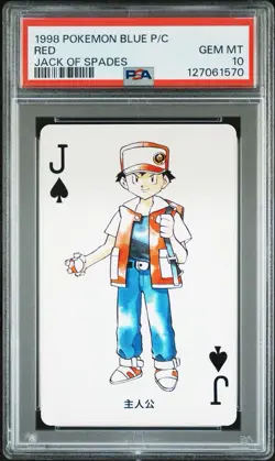 Red Pokemon Playing Card Poker Blue Jack Spades 1998 Nintendo PSA 10 POP 8 - Image 1