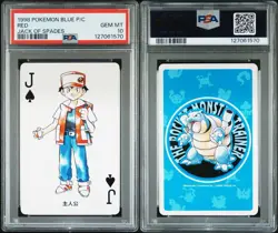 Red Pokemon Playing Card Poker Blue Jack Spades 1998 Nintendo PSA 10 POP 8 - Image 3