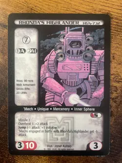 Battletech CCG TCG Card Rare Mercenaries Rhonda's Highlander HGN-732 - Image 1