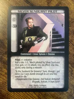 Battletech CCG TCG Card Game Rare Limited Ed Silver Sunburst Pilot - Image 1