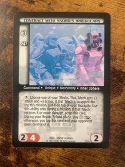 Battletech CCG TCG Card Rare Mercenaries Contract with Snord's Irregulars - Image 1