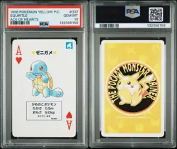 Squirtle #007 Pokemon Playing Card Poker Yellow Ace Hearts 1998 Nintendo PSA 10 - Image 3
