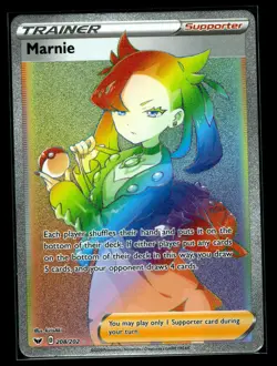 Pokemon Card - Marnie (Rainbow) Sword & Shield Base Set 208/202 Secret Rare NM - Image 1