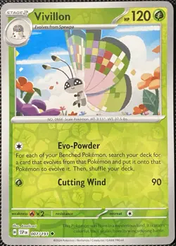 Vivillon 007/191 Sv08: Surging Sparks Reverse Holo - Pokemon Card - Image 1