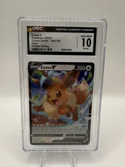 CGC 10 Gem Mint ERROR card “Printer Hickey”Eevee V 108/159 Crown Zenith Full Art - Image 1
