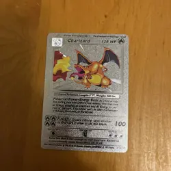 CHARIZARD 4/102 Base Set Vintage Silver Foil RARE Fan Art Display Card MINT - Image 1