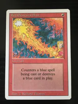 MTG x1 Red Elemental Blast Mountain Interrupt Revised Magic the Gathering Card - Image 1