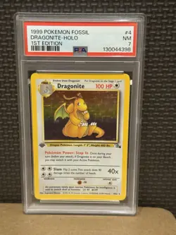 Dragonite 4/62 Fossil Holo First Edition Pokemon PSA 7 - Image 1