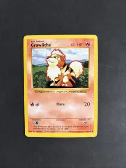 Pokemon TCG Growlithe Base Set 28/102 Shadowless Uncommon WOTC 1999 - PLAYED - Image 1