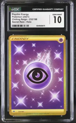 CGC 10 GEM MINT Psychic Energy 232/198 Secret Rare Holo Chilling Reign Pokemon - Image 1