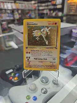 Hitmonlee 1st Edition 7/62 Holo Rare Fossil Pokemon TCG - Image 1