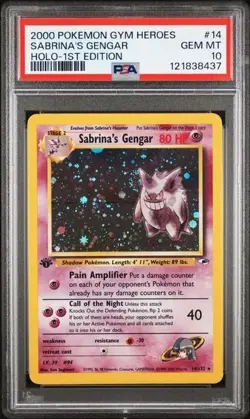 2000 Pokemon Gym Heroes Sabrina's Gengar 1st Edition #14 - PSA 10 - (12 CERT) - Image 1