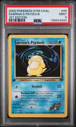 2000 POKEMON GYM CHALLENGE #99 SABRINA'S PSYDUCK 1ST EDITION PSA 9 - Image 1