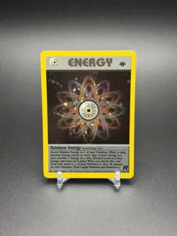 2000 Pokemon Team Rocket 1st Edition Holo Rainbow Energy 17/82 SWIRL - Image 1