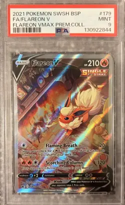 2021 POKEMON SWORD & SHIELD BLACK STAR PROMO #SWSH179 FLAREON V PSA 9 - Image 1