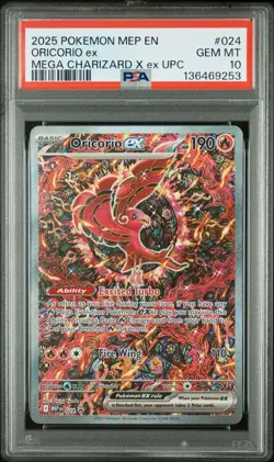 2025 POKEMON MEP EN-ME BLACK STAR PROMO #024 ORICORIO EX PSA 10 - Image 1