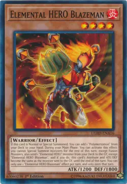 Yugioh! LP Elemental HERO Blazeman - LEHD-ENA16 - Common - 1st Edition Lightly P - Image 1