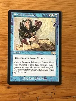 MTG Magic the Gathering - Stroke of Genius - Urza's Saga - Pro Tour Stamped - NM - Image 1