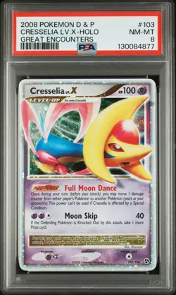 2008 POKEMON GREAT ENCOUNTERS CRESSELIA LV X #103 ULTRA RARE PSA 8 NM #130084877 - Image 1