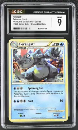 CGC 9 Feraligatr HeartGold & SoulSilver 20/123 Cracked Ice Holo Pokemon Card - Image 1