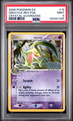 2006 POKEMON EX CRYSTAL GUARDIANS #19 GROVYLE-REVERSE FOIL PSA 9 - Image 1