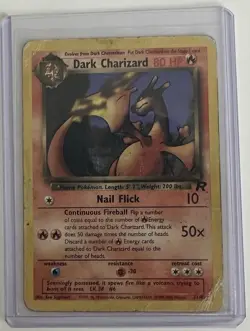 Dark Charizard 21/82 Team Rocket Rare Non-Holo WOTC Pokemon Card - Damaged - Image 1