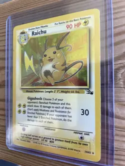 Pokemon TCG Raichu Fossil Unlimited Holo #14 Rare Vintage LP WOTC Lightly Played - Image 3
