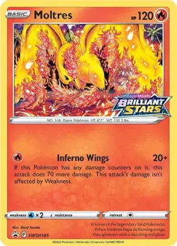 MOLTRES SWSH185 BRILLIANT STARS POKEMON (PRE-RELEASE STAMPED PROMO HOLO, NM) - Image 1
