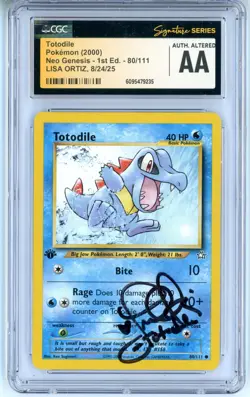 CGC Signed Lisa Ortiz Pokemon Totodile 80/111 Neo Genesis Regular 1st Edition - Image 1
