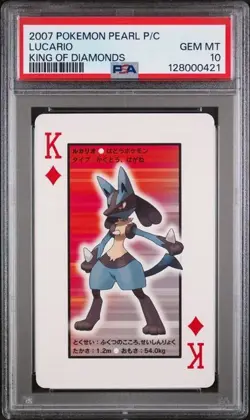 PSA 10 GEM MINT 2007 POKEMON PEARL VERSION PLAYING CARDS LUCARIO KING OF DIAMOND - Image 1