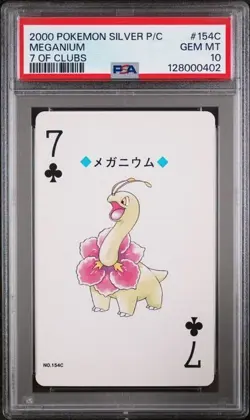 PSA 10 GEM MINT 2000 POKEMON SILVER VERSION PLAYING CARDS #154C MEGANIUM - Image 1