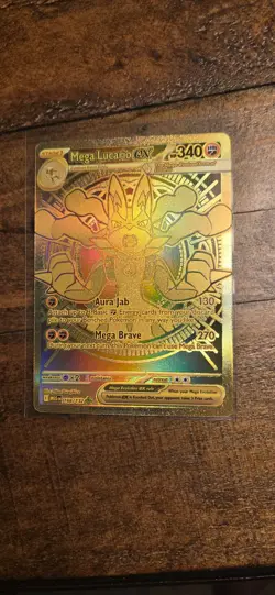 Pokemon Mega Lucario EX Gold Ultra Secret Rare Card Very Clean No Whitening! - Image 1