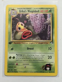 Erika's Weepinbell 48/132 1st Edition Uncommon Gym Heroes Pokemon LP 2000 WOTC - Image 1