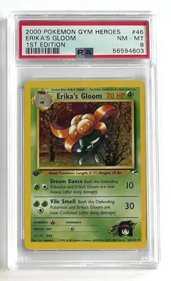 PSA 8 Erika's Gloom Non Holo #46 1st Edition Pokemon Gym Heroes - Image 1