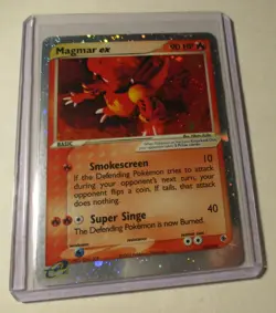 Pokemon TCG Ruby and Sapphire Magmar ex 100/109 Holo Ultra Rare Card 2003 Played - Image 1