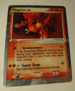Pokemon TCG Ruby and Sapphire Magmar ex 100/109 Holo Ultra Rare Card 2003 Played - Image 2
