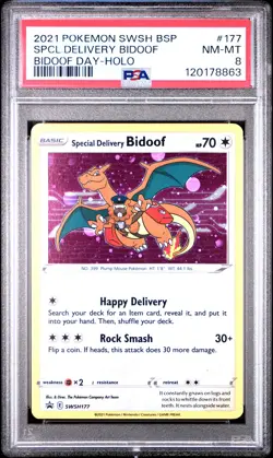 2021 POKEMON SWSH BLACK STAR PROMO BIDOOF DAY SPECIAL DELIVERY BIDOOF-HOLO PSA 8 - Image 1