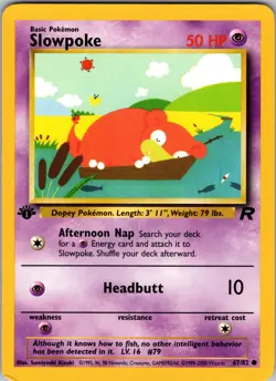 Slowpoke 67/82 Team Rocket Pokemon TCG NM First Edition - Image 1