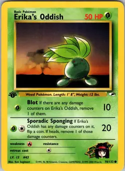 Erika's Oddish (78) 078/132 Gym Heroes 1st Edition Pokemon TCG NM - Image 1