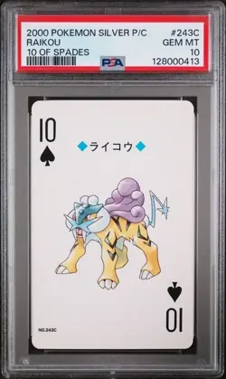 PSA 10 GEM MINT 2000 POKEMON SILVER VERSION PLAYING CARDS #243C RAIKOU - Image 1