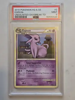 Pokemon TCG PSA 9 Espeon #2 Undaunted-Daybreak Theme Deck Heart Gold Soul Silver - Image 1