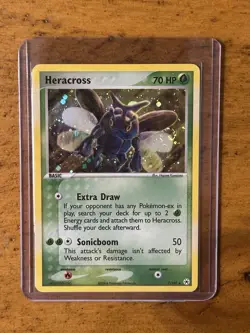 2004 Pokemon EX Hidden Legends Heracross Holo #7/101 RARE TCG WOTC VINTAGE SWIRL - Image 1