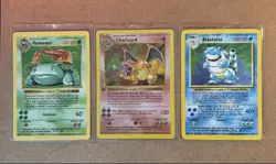 Vintage Pokemon Base Set- Holo Trio- 1st Edition Shadowless Charizard- WOTC 1999 - Image 1