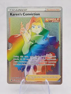 Karens Conviction 216/198 Chilling Reign NM Full Art Secret Rainbow Rare Pokemon - Image 1