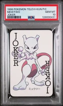 PSA 10 GEM MINT 1998 POKEMON TELEVI-KUN MAGAZINE PLAYING CARDS MEWTWO JOKER - Image 1